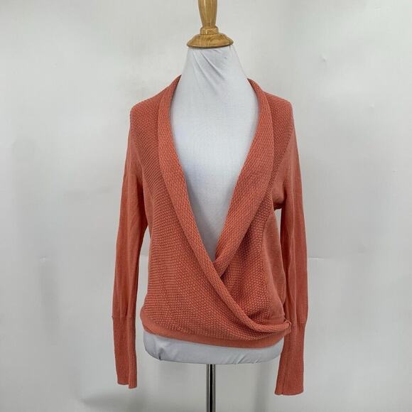 Moth Sweater Womens XS Extra Small Nectarine Linen Blend Wrap Anthropologie - Picture 2 of 13